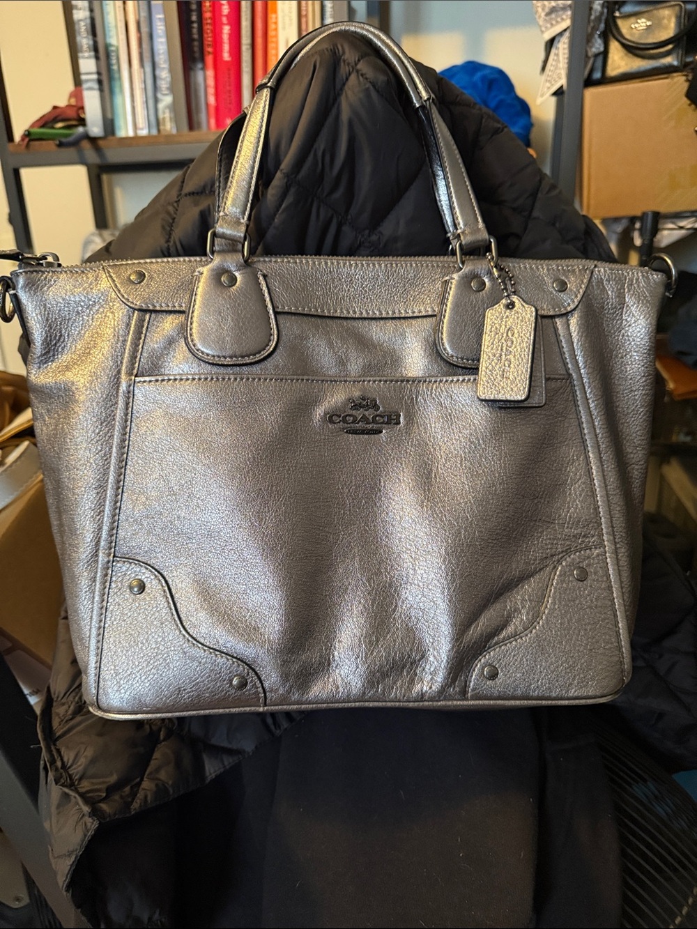 Authentic Coach Mickie Metallic Satchel - No crossbody strap.